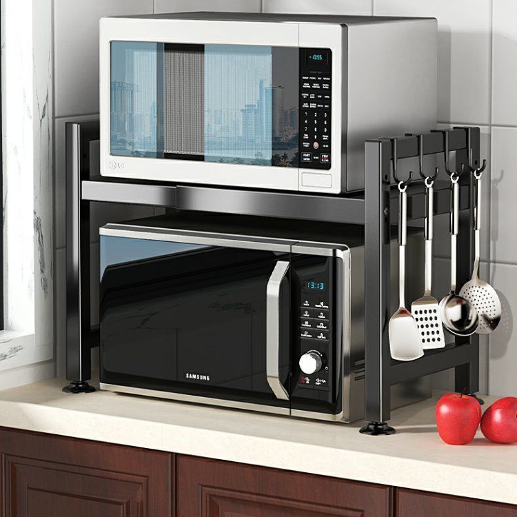 置物架 烤箱置物架廚房微波爐架可伸縮烤箱架雙層電飯煲收納架儲物架