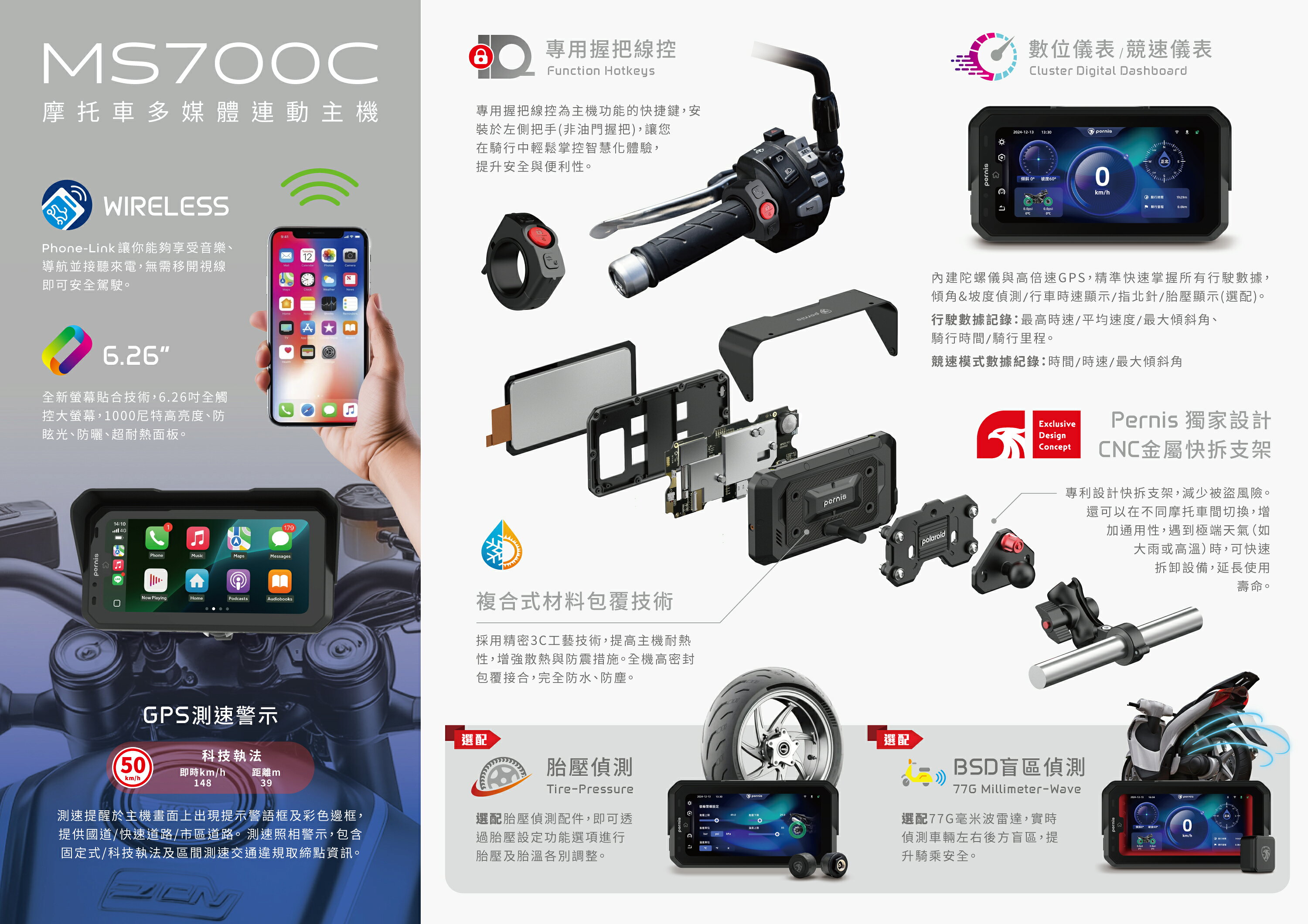 【Polaroid寶麗萊】MS700C 多媒體連動機車Carplay-快拆支架 數位儀表 *可提供安裝服務*|【APP下單6% 】 5