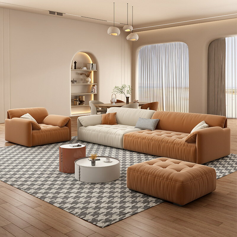 懶人沙發 設計師款直排沙發小戶型客廳北歐科技絨布懶人沙發