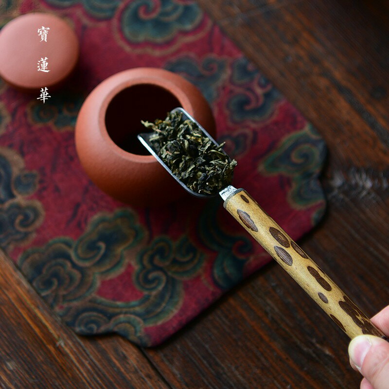 手工滿花紋梅鹿竹柄茶葉鏟 茶勺子茶鏟舀茶葉茶匙 竹制茶則鏟茶具 1