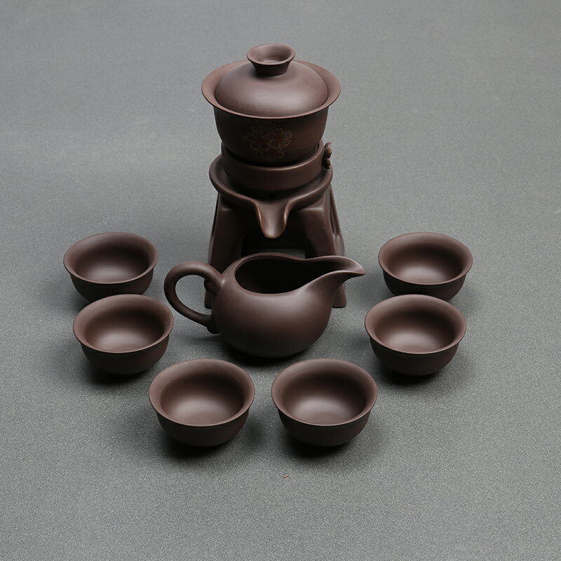 懶人紫砂自動功夫茶具整套裝 陶瓷茶杯辦公室簡易蓄水竹茶盤家用