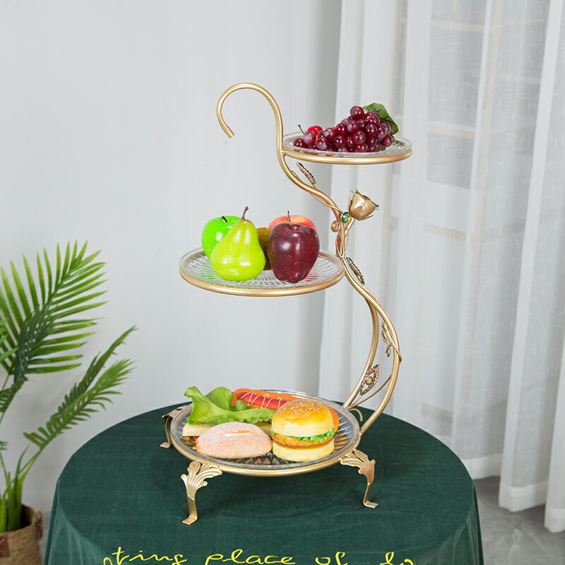 歐式多層亞克力水果盤糖果盤創意個性時尚現代客廳下午茶點心架子