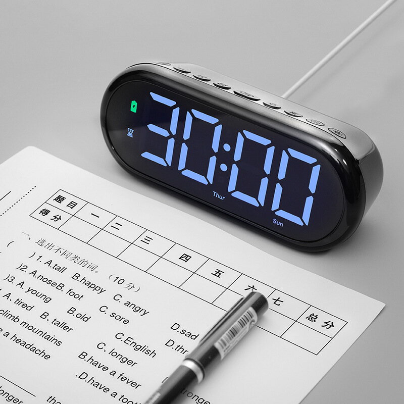 可開發票 免運 LED七彩貪睡鬧鐘可倒計時學生數字電子鐘RGB幻彩大字體螢幕時鐘