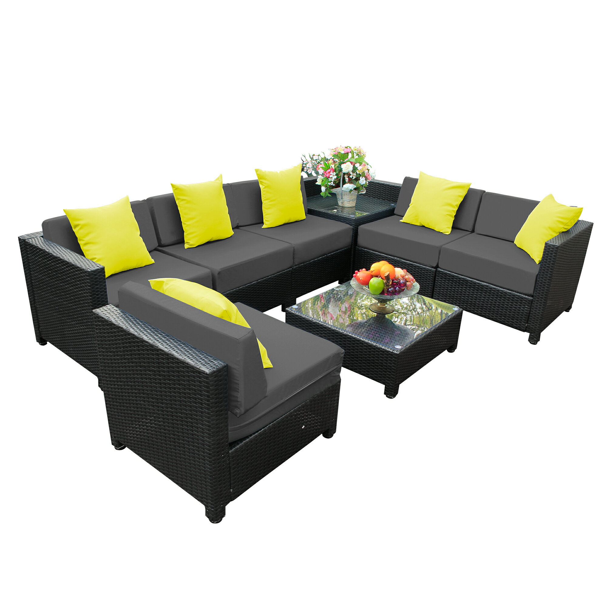 Mcombo Mcombo Aluminum Outdoor Patio Furniture Sectional Set Black