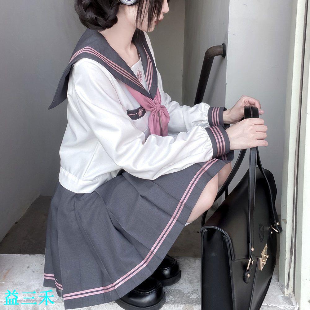 【歲櫻】城南詩中意JK制服裙套裝學院風甜美水手服上衣長袖百褶裙-益三禾