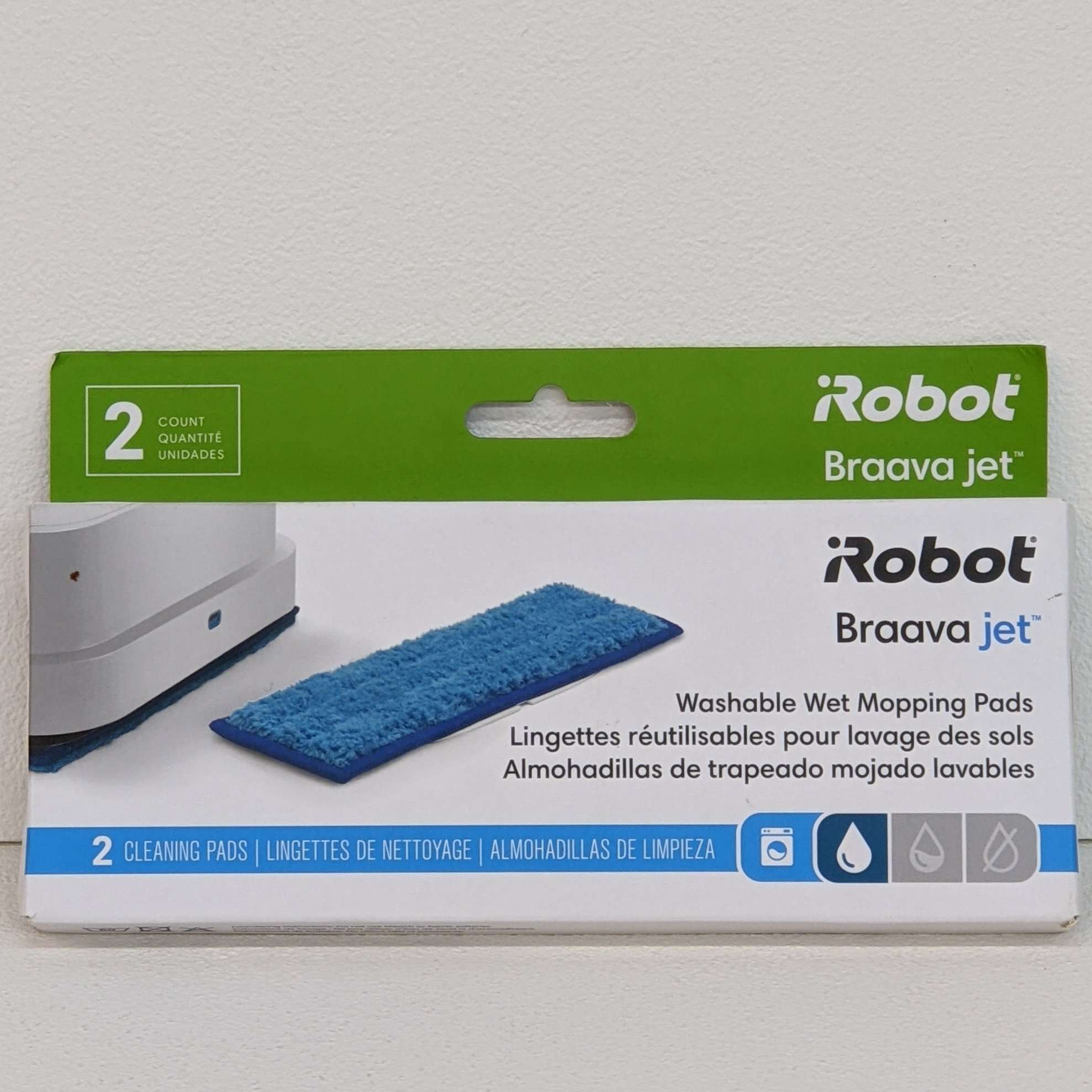 【保證iRobot原廠】Braava Jet 240 重複水洗式藍色濕拖墊抹布2條 適用擦地拖地機器人抹地機 #4475783
