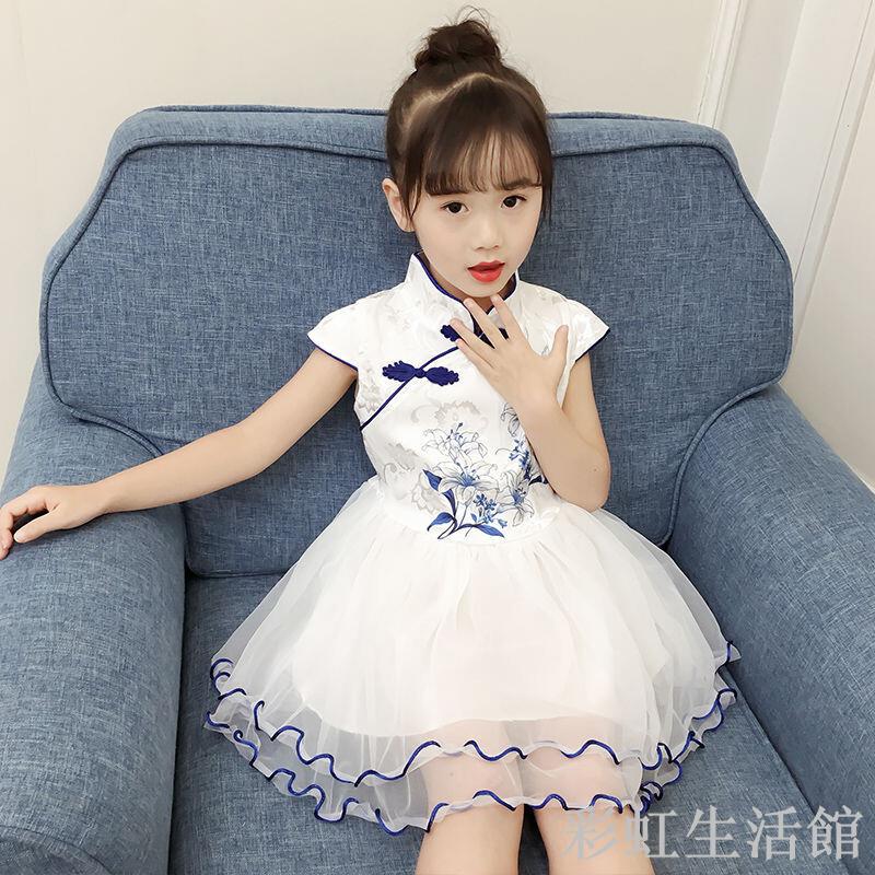 童裝女童連衣裙夏裝2024新款兒童漢服裙子中小童旗袍裙小孩公主裙