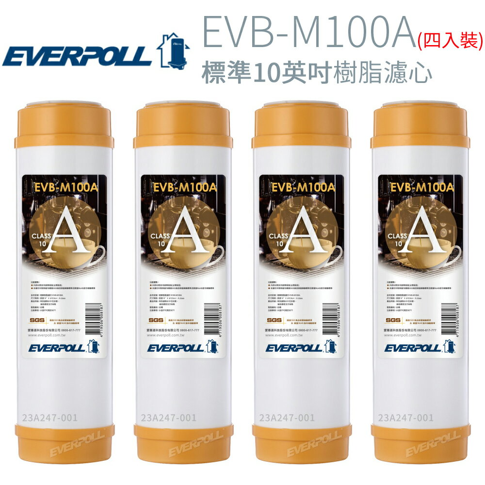 【EVERPOLL】標準10英吋 樹脂濾心 4入 (EVB-M100A)