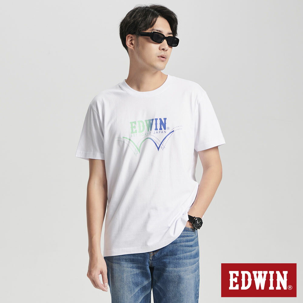 EDWIN 男款 漸層印花短袖T恤 (白色)