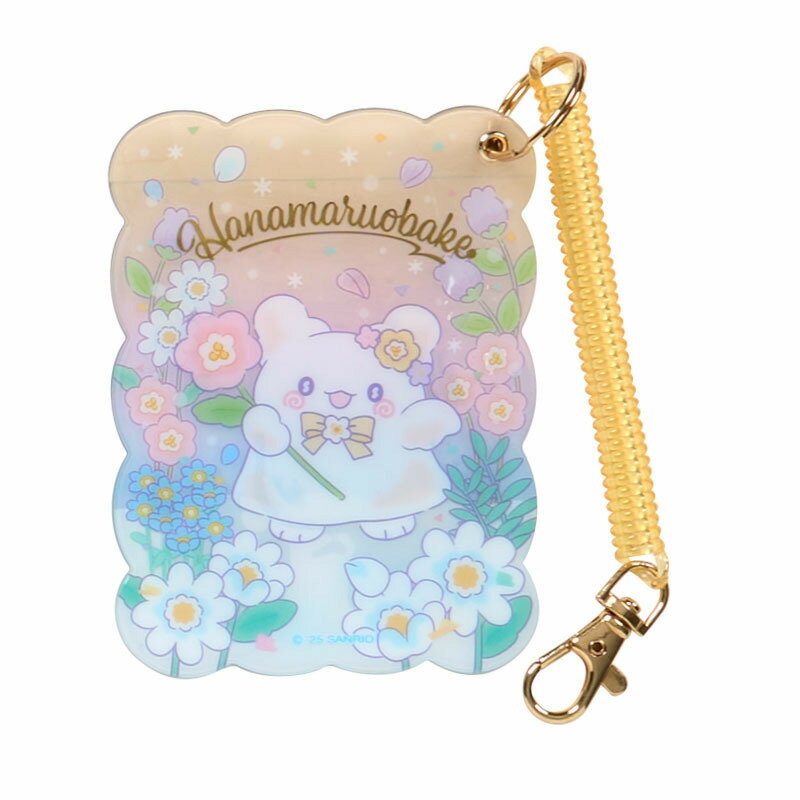 asdfkitty*小幽靈花丸 鮮花 票卡套附線圈鑰匙圈 證件套 悠遊卡套-日本正版商品