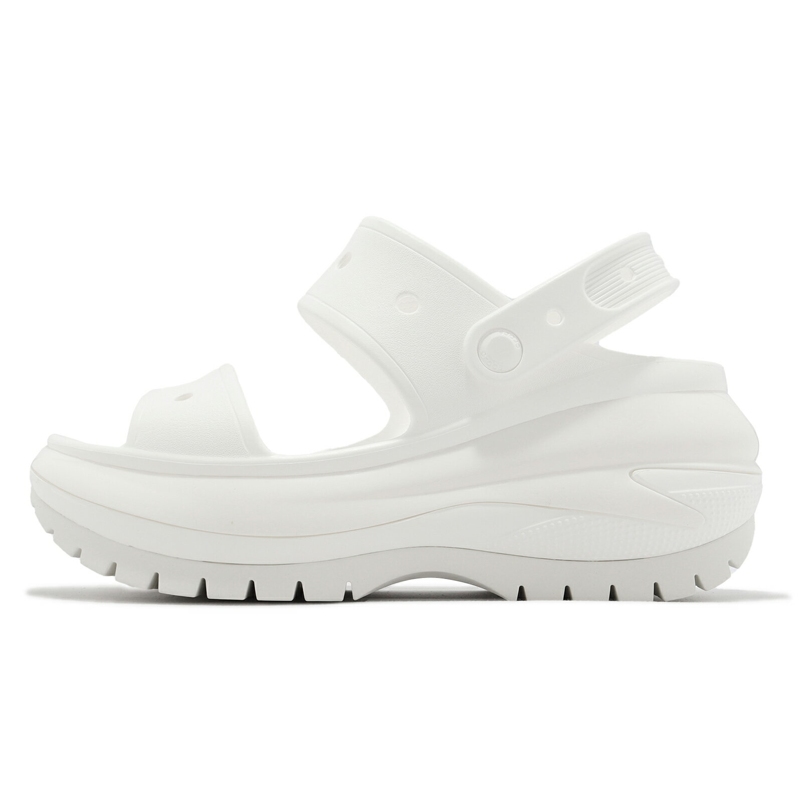 Crocs 洞洞鞋 涼鞋 Classic Mega Crush Sandal 男鞋 女鞋 白 光輪涼鞋 超厚底 卡駱馳 207989100