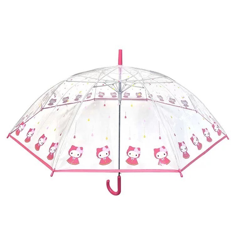 【震撼精品百貨】Hello Kitty 凱蒂貓~日本SANRIO三麗鷗 HELLO KITTY透明直傘 雨傘(快樂雨天)*87567