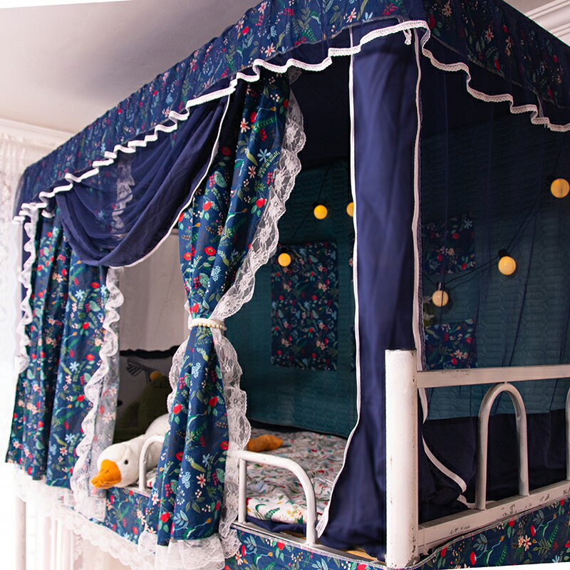 【可打統編 超低價】書寫時光全棉美式學生宿舍上下鋪三門全包圍蚊帳一體式覆古床簾 1