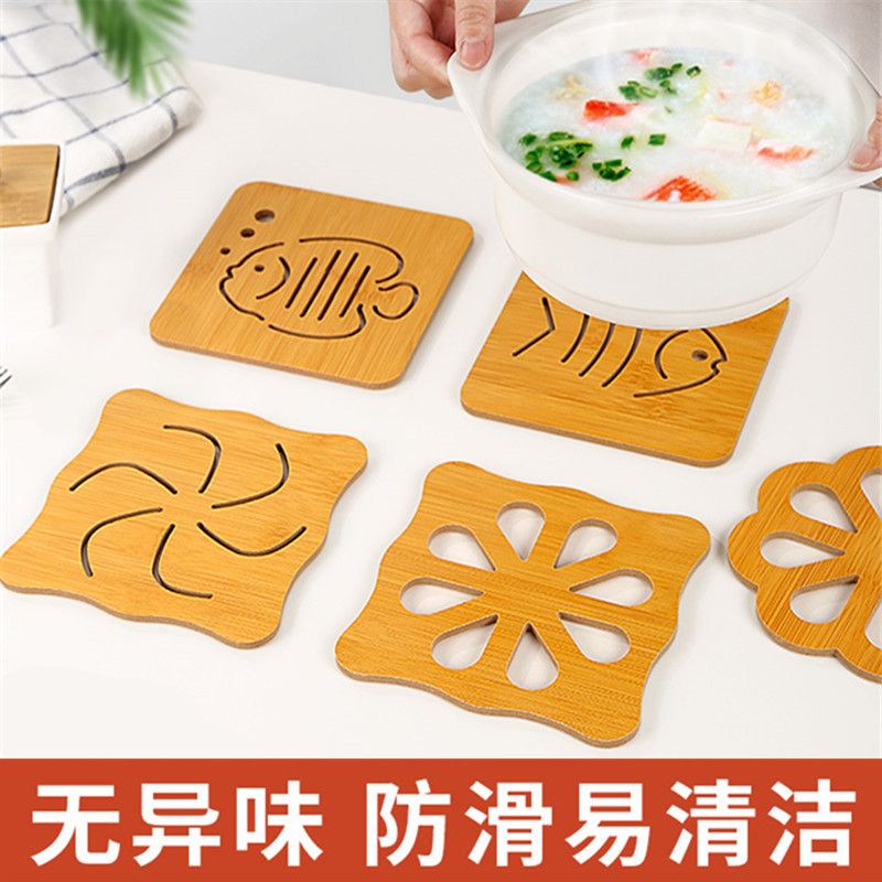 隔熱餐墊加厚防燙木質餐桌墊創意可愛卡通防滑砂鍋墊盤子墊杯墊-創美
