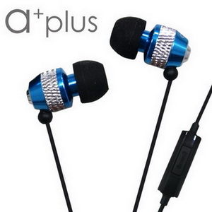 a+plus 海洋藍 鋁合金入耳式可通話立體聲耳機-富廉網