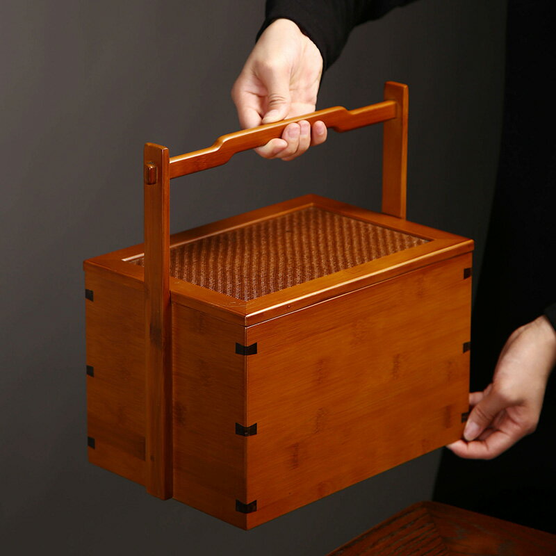 竹提 茶具收盒提箱旅行 茶点心食盒（茶具收纳筐- Top 1000件茶具