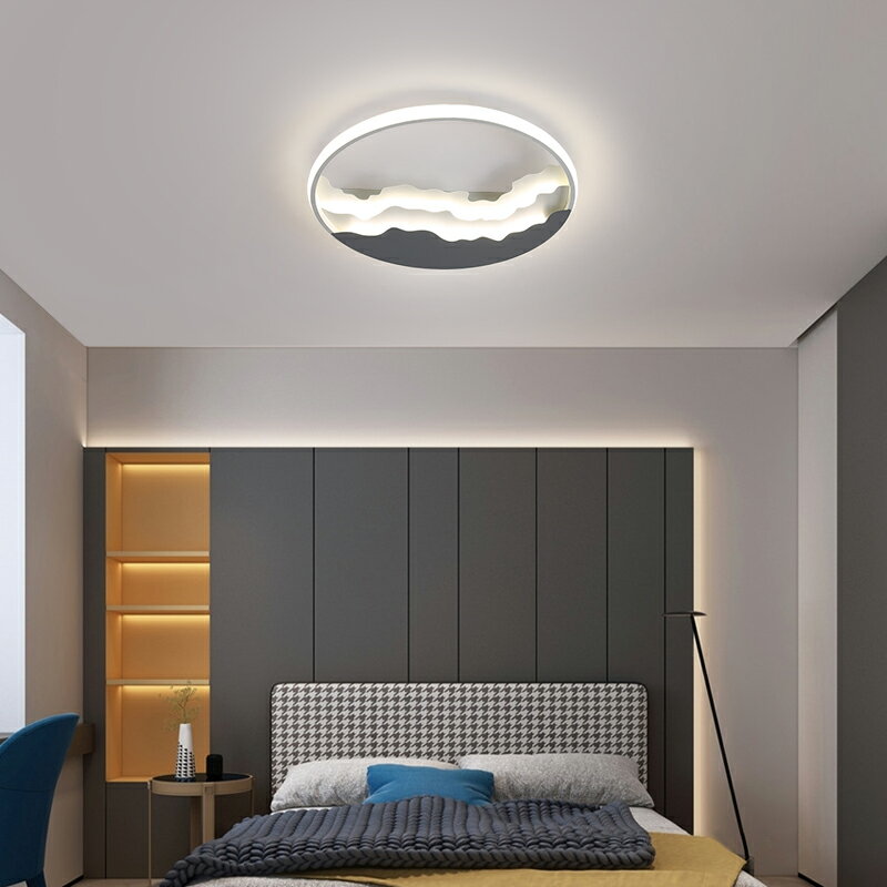 臥室燈北歐簡約現代led吸頂燈ins少女房間燈創意小戶型客廳燈圓形