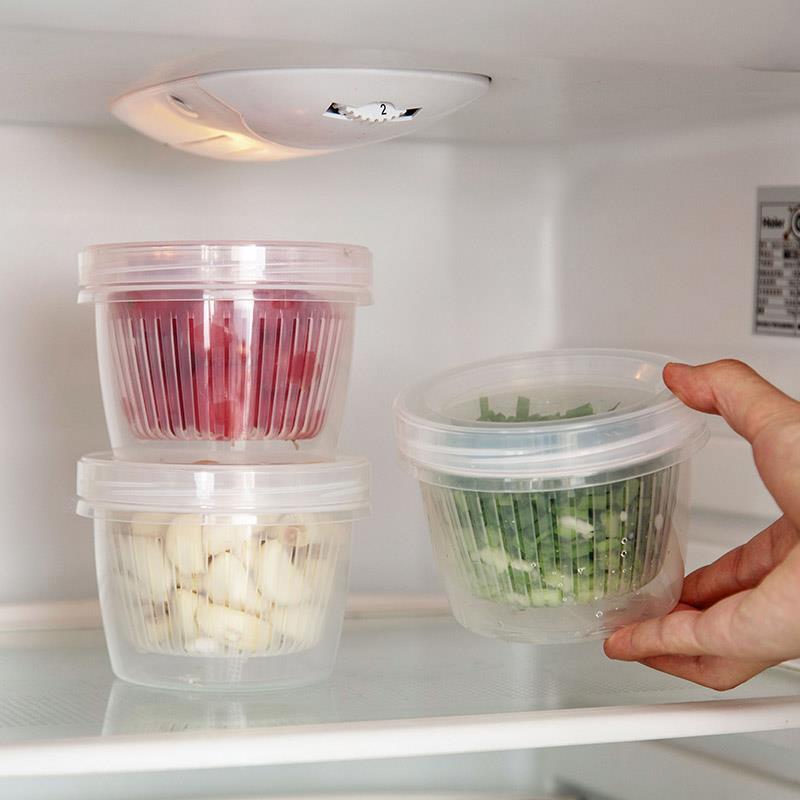 2/3個廚房保鮮盒冰箱專用蔥花姜蒜收納盒密封塑料瀝水果盒套裝