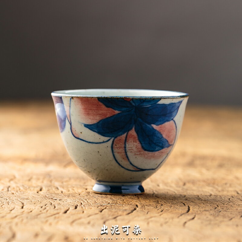 青花瓷手繪品茗杯工夫茶杯景德鎮原創設計純手工陶瓷主人杯小茶碗1入