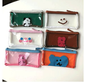 韓風 小清新 果凍色 筆袋 5款圖案 化妝包 收納包 收納 充電線 筆刷袋 辦公用品 學校用品 萬用包 筆袋 鉛筆盒