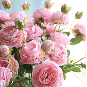 仿真花 假花 仿真西洋玫瑰牡丹花束長支落地干花客廳家居擺設假花婚慶花藝裝飾