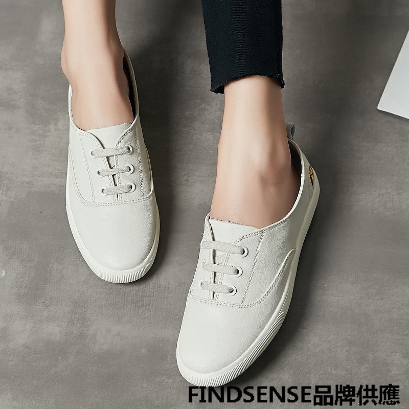 FINDSENSE品牌 四季款 新款 日本 女 高品質 個性 學院風 真皮小白鞋 舒適 時尚運動 休閒鞋 潮流鞋子