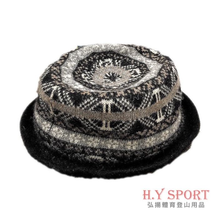 【H.Y SPORT】DEEKO迪高 D2917 羊毛帽 毛線定型禮帽 紳士帽 造型帽 可反折 圖騰黑 男女皆可戴