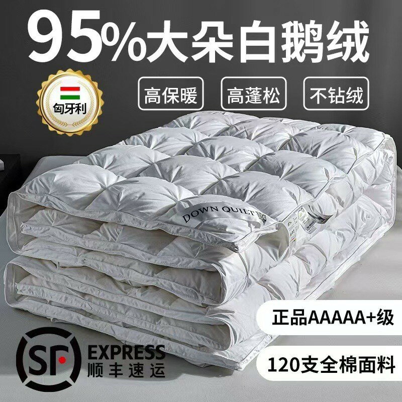 匈牙利羽絨被正品a類95白鵝絨被芯純棉冬被鵝絨被白鵝絨5A級100鵝