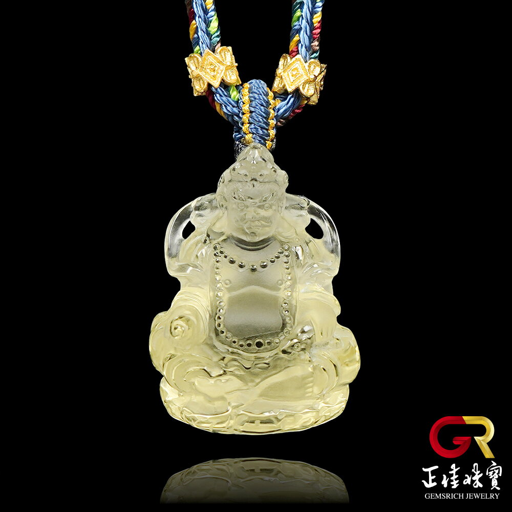 黃水晶 頂級蓮坐黃財神 33.5g 黃水晶吊墜｜特製棉繩