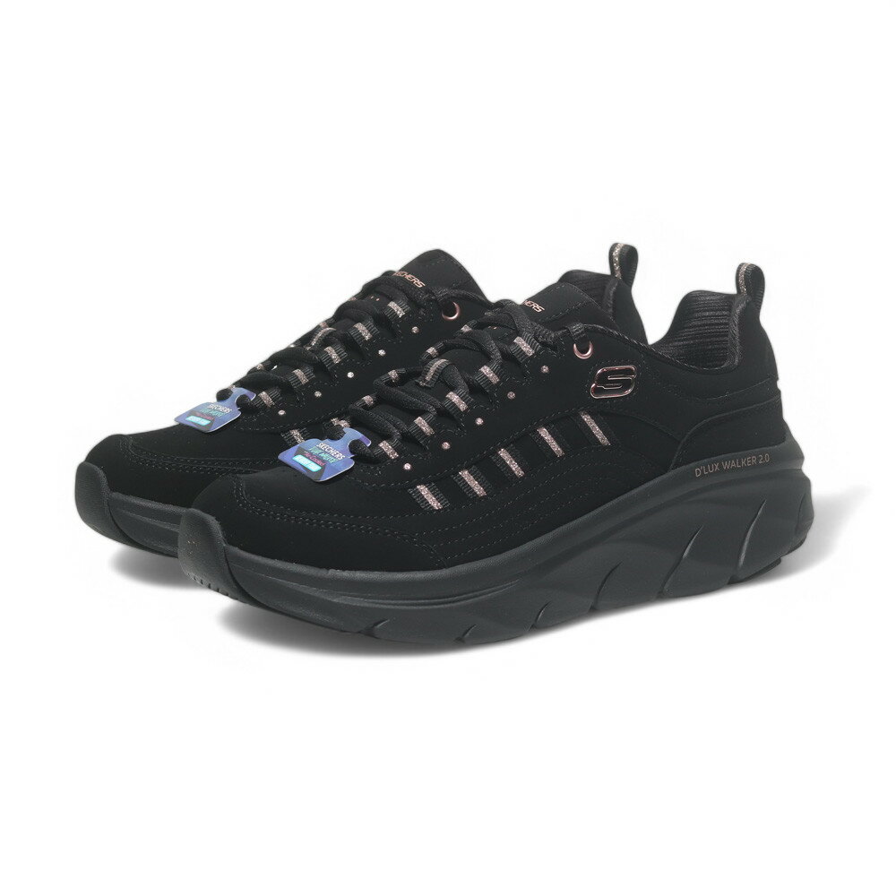 【滿千折百】SKECHERS 休閒鞋 D'LUX WALKER 2.0 黑 麂皮 記憶鞋墊 女 150106BKRG