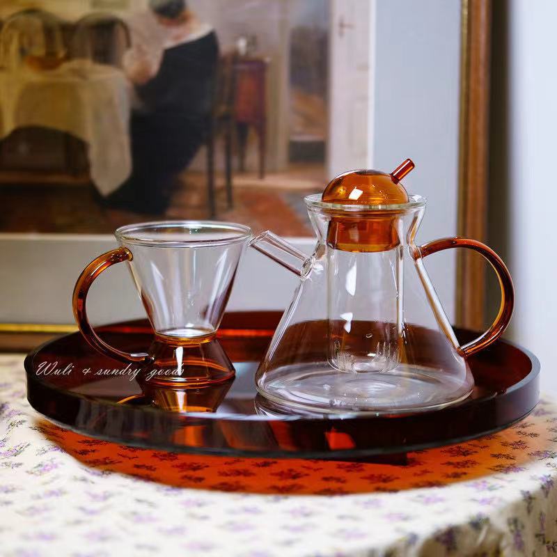 優樂悅~歐式煮茶壺泡茶壺耐高溫玻璃復古咖啡壺套裝手沖壺手沖壺 茶壺