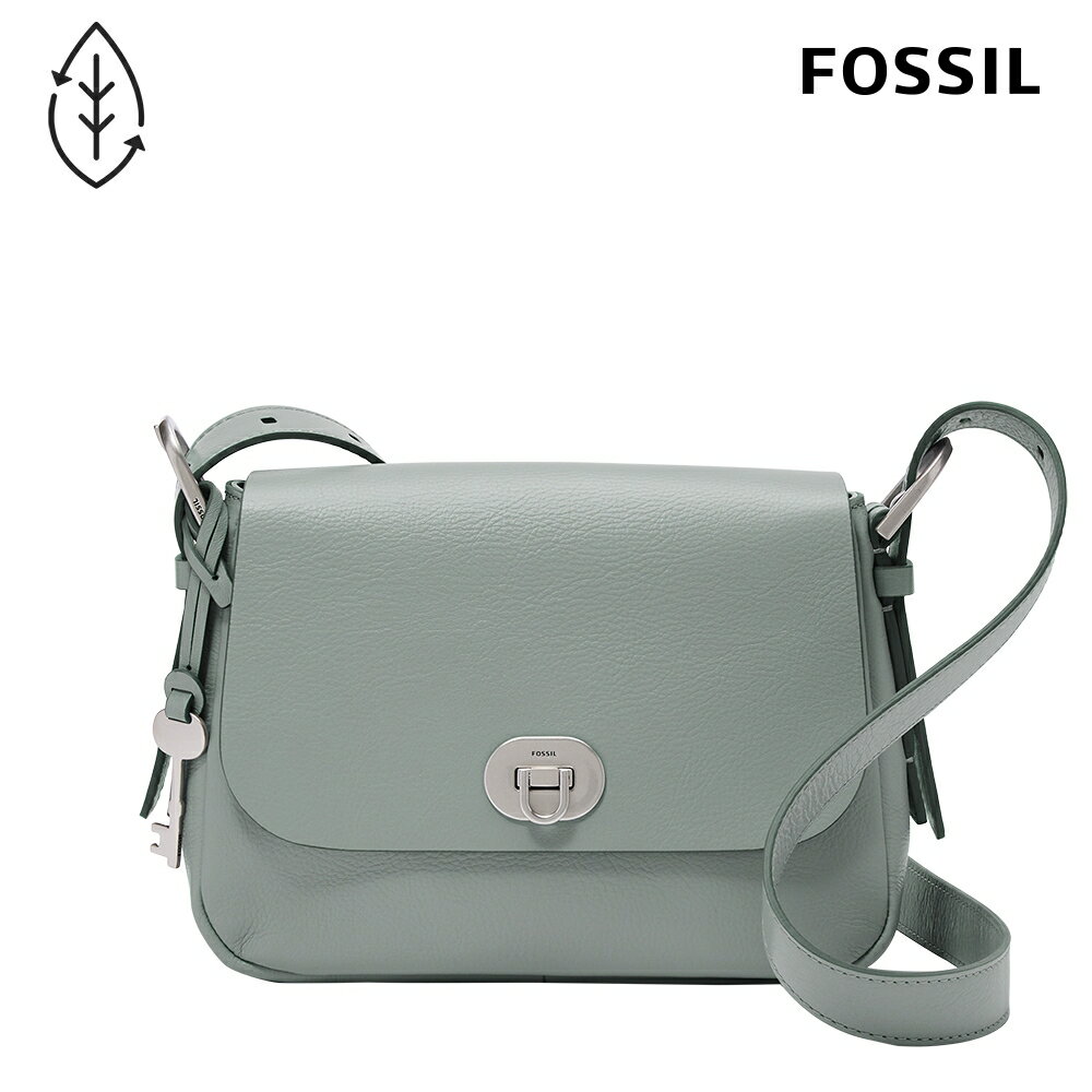 送禮首選★FOSSIL Harper 真皮小馬鞍斜揹包-煙燻藍灰x銀釦版 ZB1799180【美國時尚品牌】 附防塵袋+提袋【全館滿額折價★FOSSIL全系列包夾送美妝蛋】