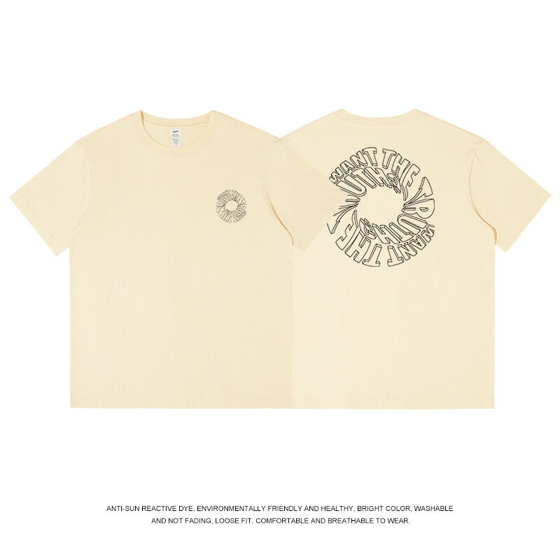 【喜挖】歐美街頭潮人字母印花圓領T恤夏季小眾設計感酷boy穿搭純棉短袖t 0