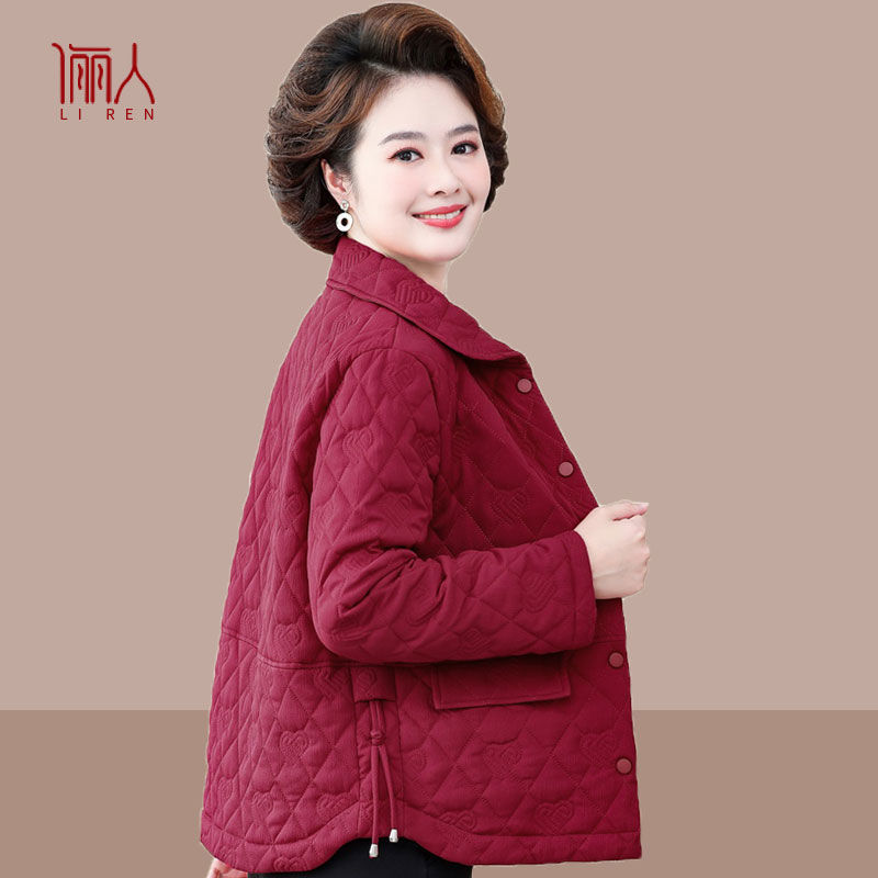 媽媽秋冬裝輕薄小綿衣洋氣短款羽絨棉服2023新款中老年棉衣女外套-享樂