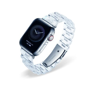【超取免運】冰川透明 蘋果錶帶 Apple Watch Series1/2/3/4/5/6/7/8/SE代 通用 晶瑩剔透 透明三珠錶帶 贈錶帶調整器