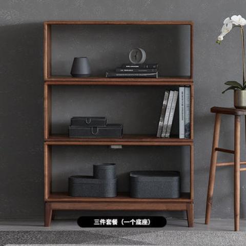 書櫃 實木書櫃自由組合櫃多層置物架落地儲物書架復古收納櫃S0128快速出貨