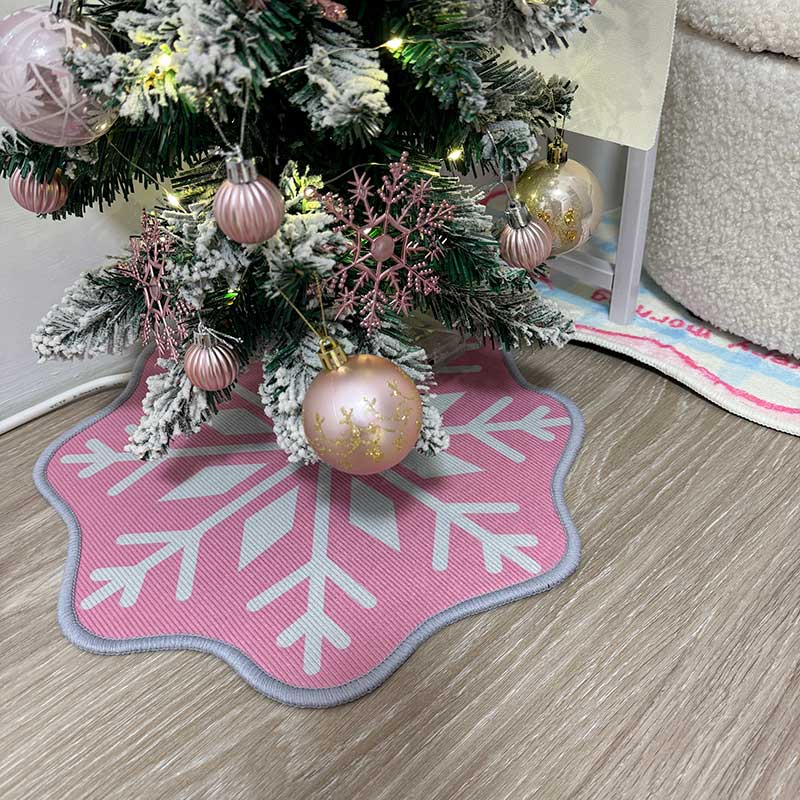 粉色雪花地墊 桌墊 餐墊 粉色聖誕節 網紅拍照超出片 耶誕氛圍感 冰雪奇緣 聖誕樹下的墊子 2