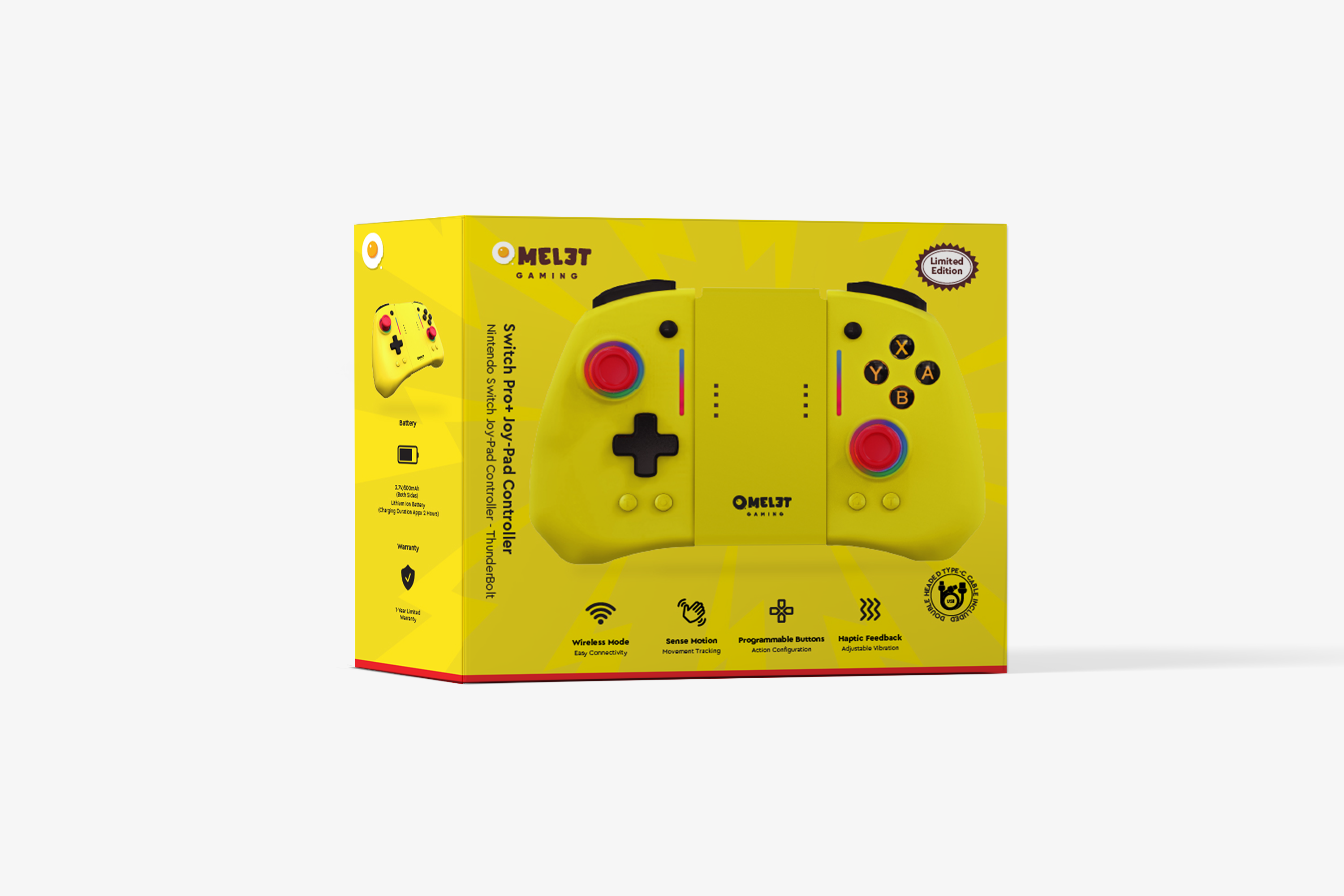 現貨供應中 保固一年 Omelet Nintendo Switch 專用 Pro+ Joy-Pad 無線控制器（閃電黃）