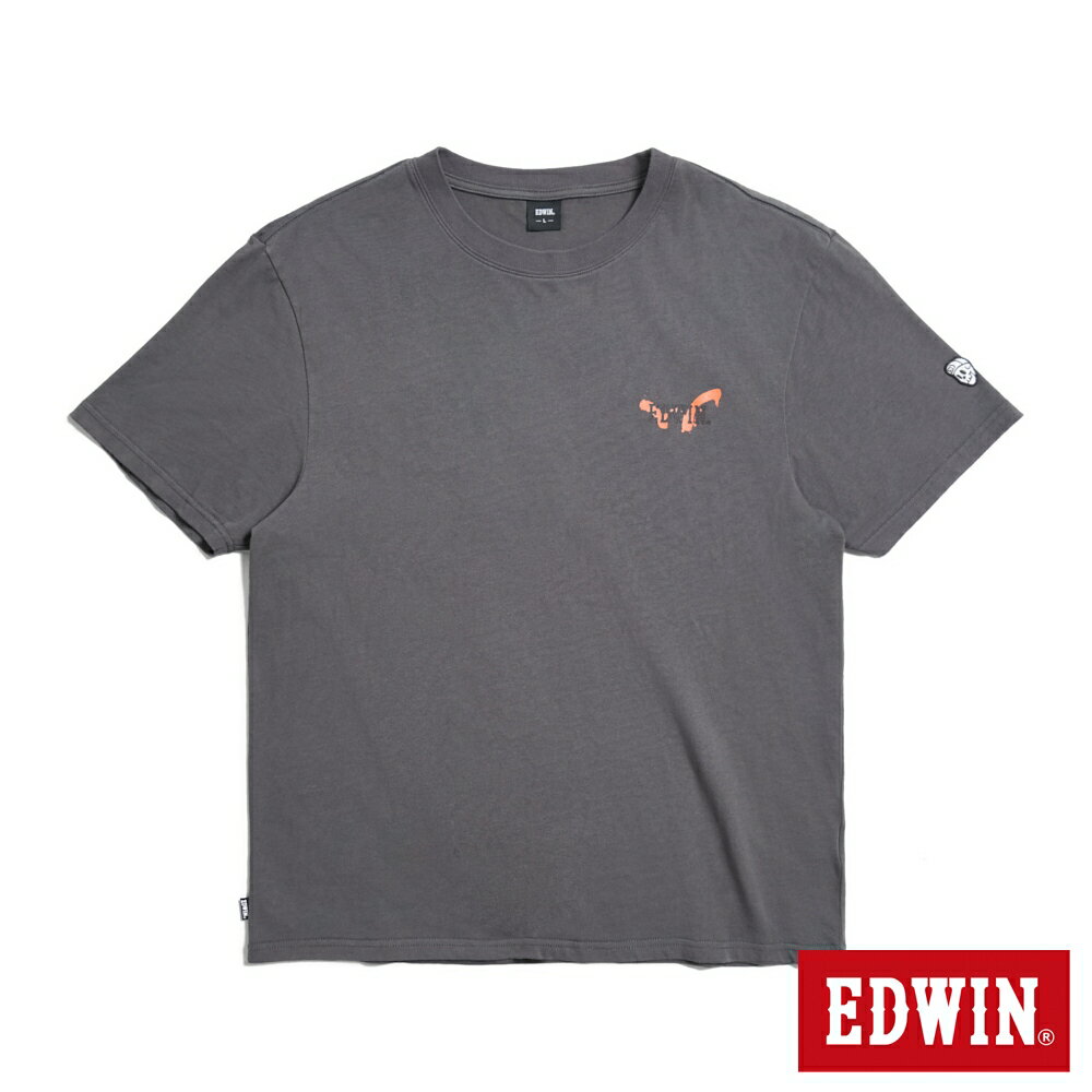 EDWIN 噴漆骷顱頭寬版短袖T恤-男款 暗灰色