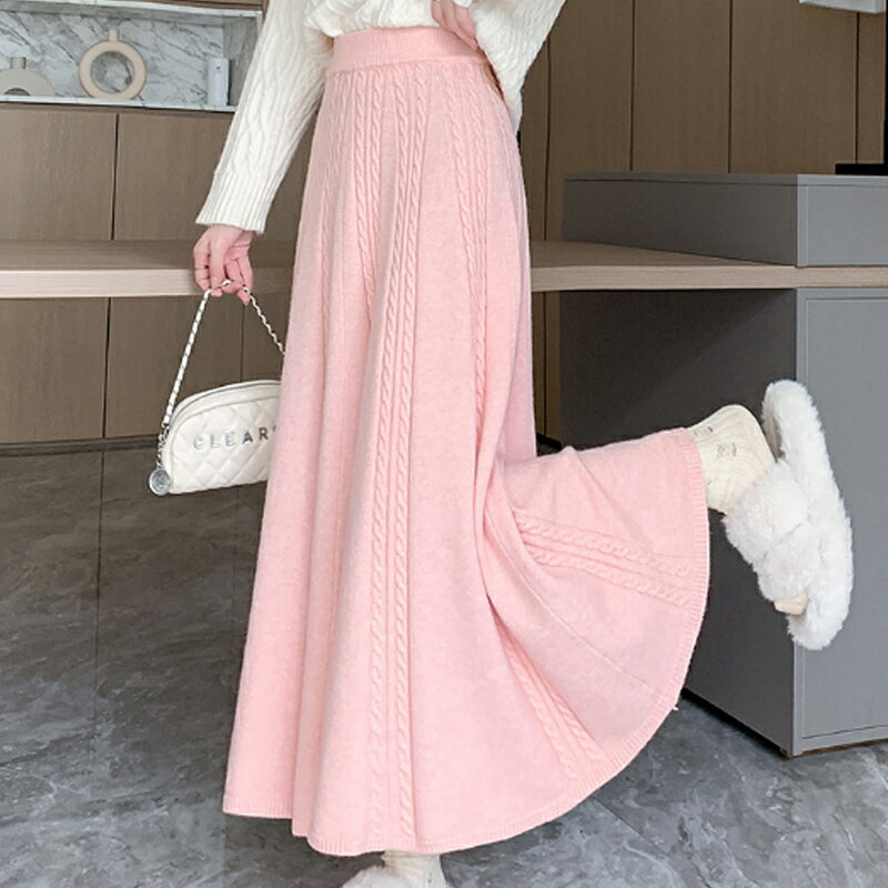 【巴黎精品】現貨+預購高腰顯瘦半身裙中長裙A字裙子大碼洋裝休閒大尺碼女裝-麻花高腰裙擺女裙子3色a1lg73