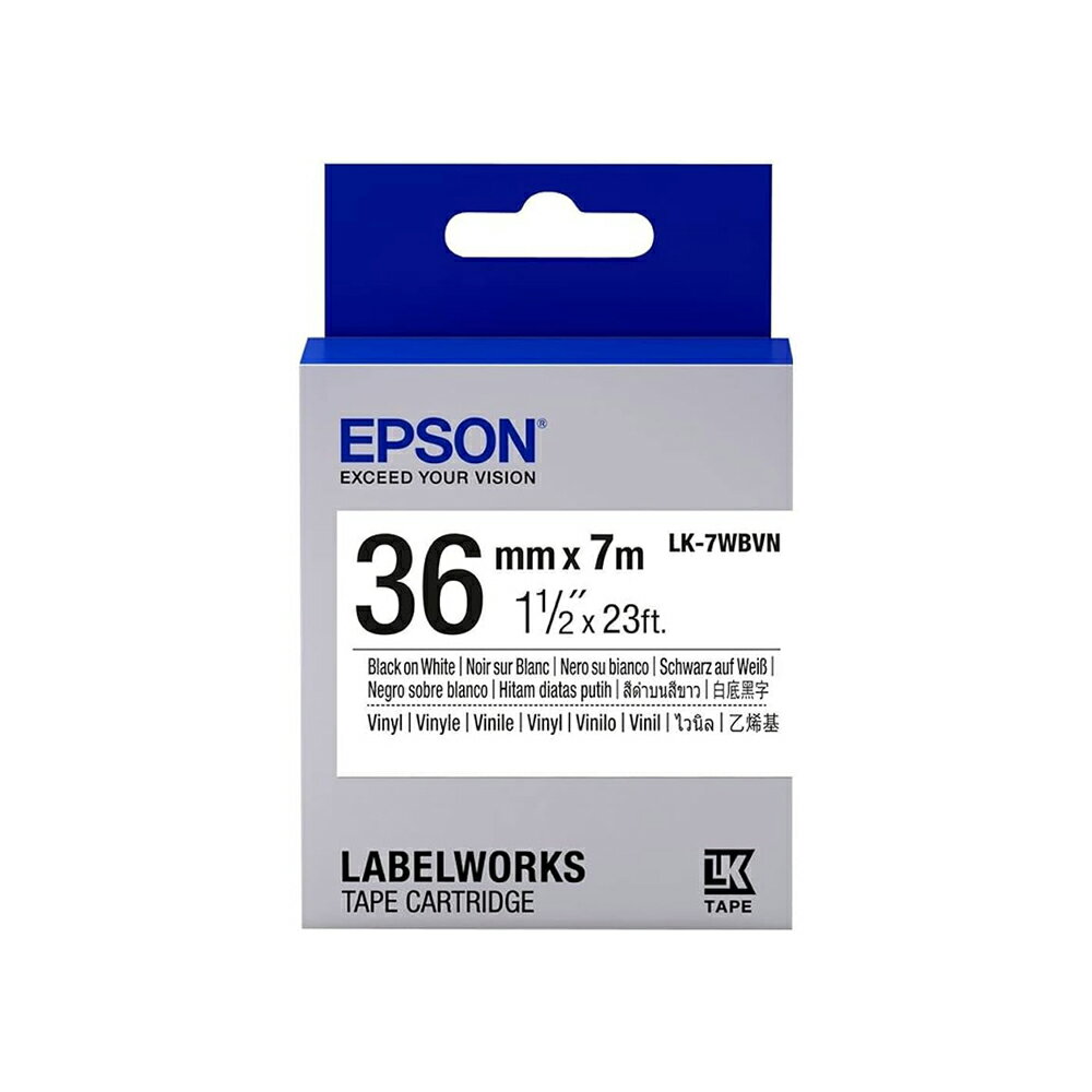 EPSON 耐久型系列 LK-7WBVN 白底黑字 36mm 標籤帶 S657410 適用 LW-Z900/LW-900P/LW-1000P/LW-Z5000