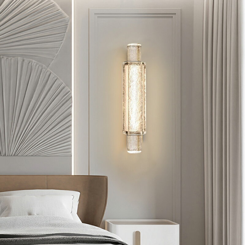 新款后現代輕奢水晶背景墻客廳壁燈創意設計師酒店大堂過道壁燈