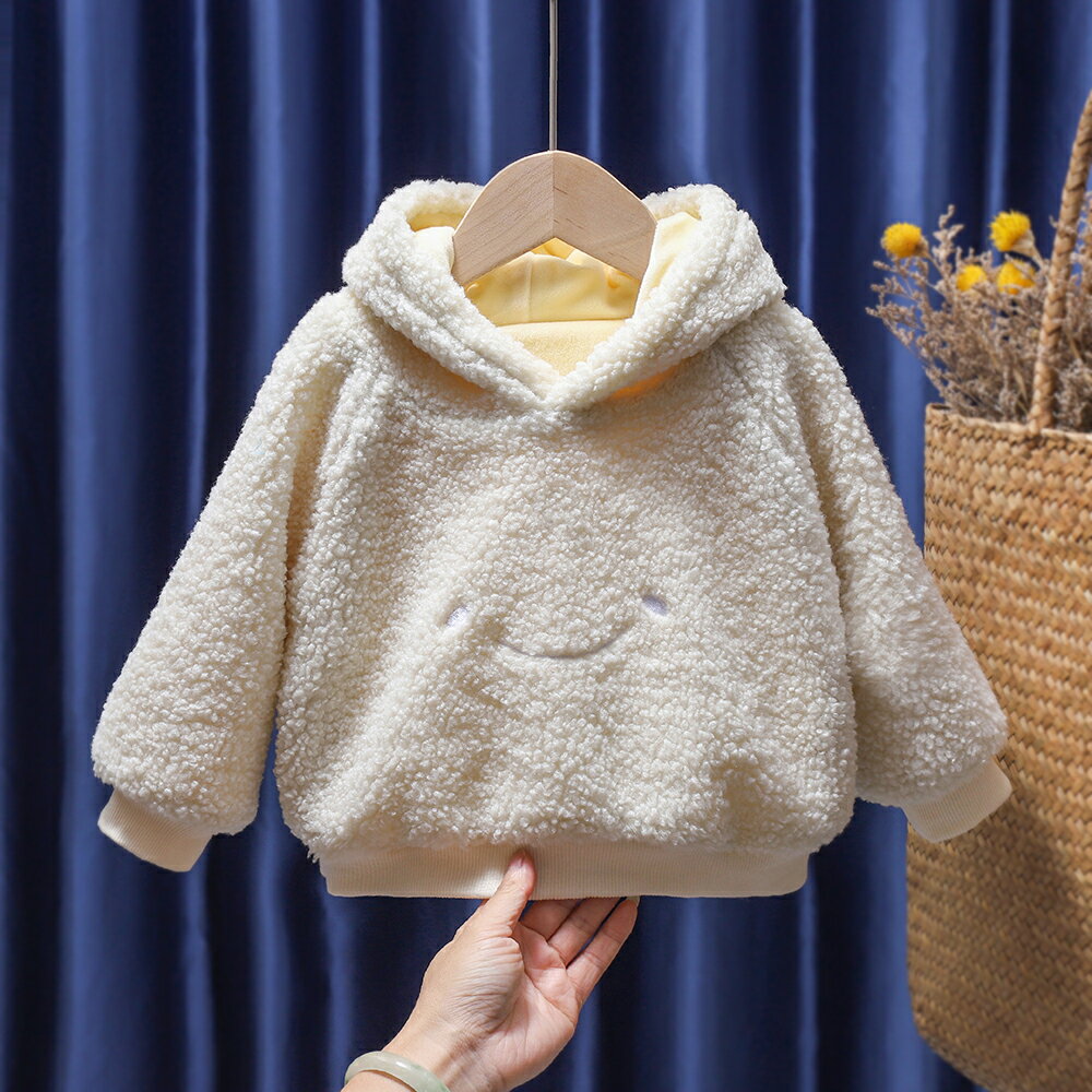 女童羊羔毛加絨衛衣2020秋冬新款嬰兒女寶寶上衣韓版小童冬裝加厚