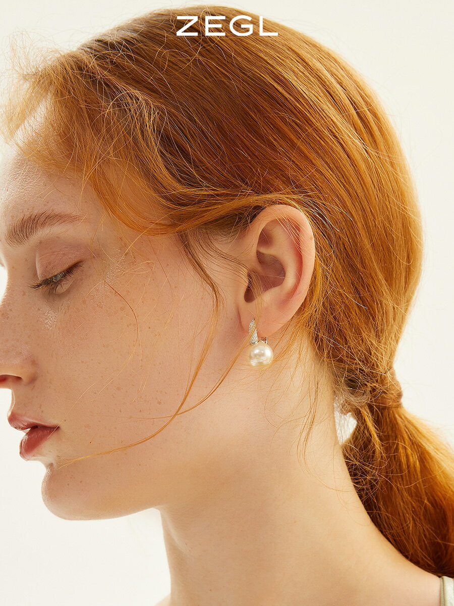 ZEGL輕奢高級感人造珍珠耳扣耳環女2022年新款潮耳釘法式復古耳飾