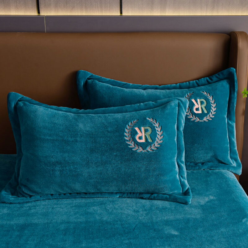 牛奶絨枕套一對裝2珊瑚絨枕芯內膽套法蘭絨加厚單人枕頭套48x74cm