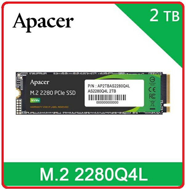 Apacer宇瞻 AS2280Q4L 2TB M . 2 PCIe 4 . 0 SSD AP2TBAS2280Q4L-1