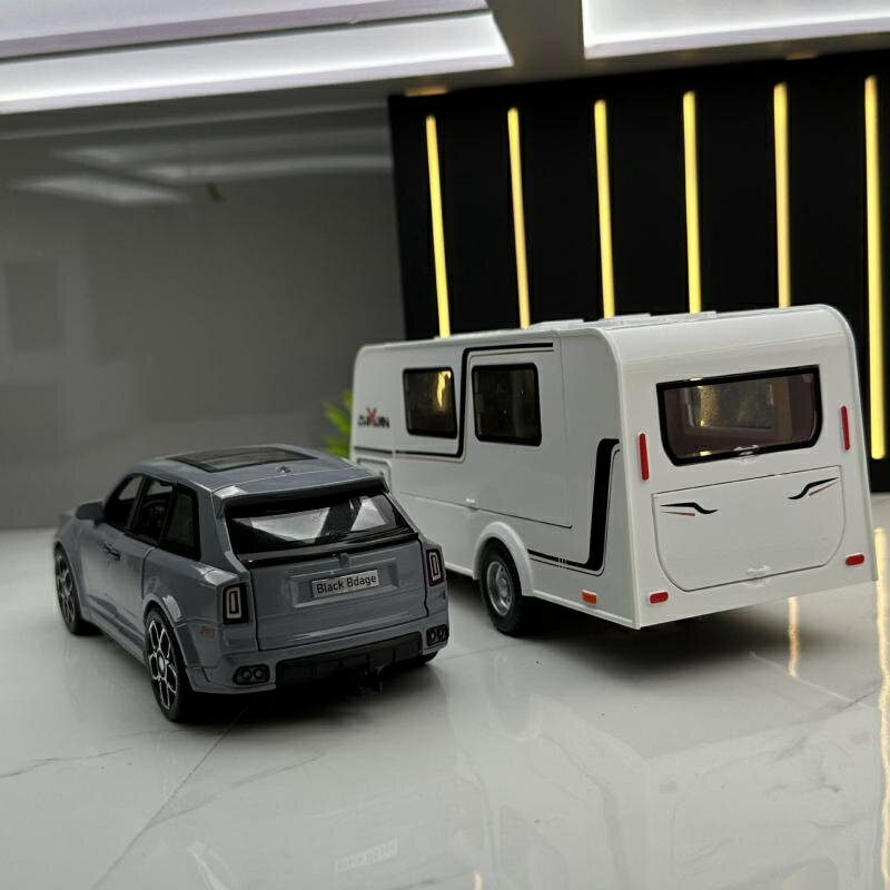 勞斯萊斯模型車 1：32 聯結車 庫裡南 聲光迴力車 拖掛車 露營車 房車模型 旅遊模型車 遙控車遙控車車 汽車模型 合金車