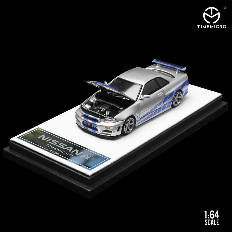 TM 1:64尼桑Gtr R34開蓋版速度與激情塗裝模擬合金汽車模型限量版702