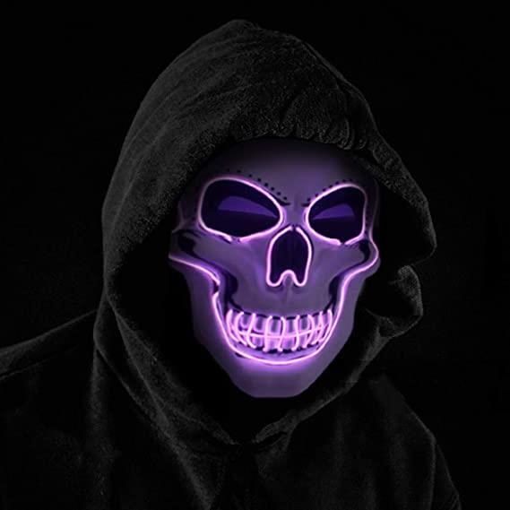【臺灣公司 可開發票】白色骷髏發光面具LED萬聖節恐怖嚇人鬼臉抖音攝影DJ面罩網紅酷炫