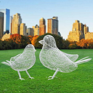 不銹鋼小鳥雕塑金屬鐵藝鏤空網格戶外園林裝飾仿真動物天鵝擺件